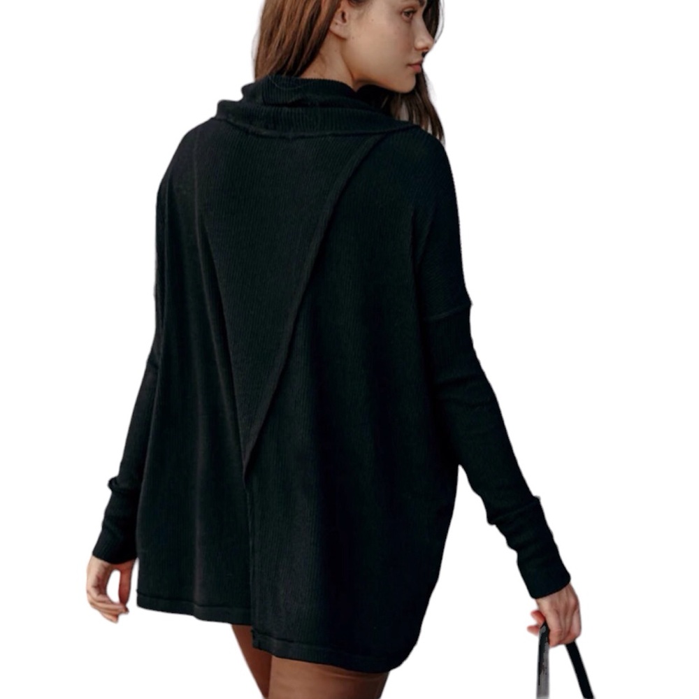 Free People Juicy Long Sleeve Cowl Neck Top Women Color Black Size M